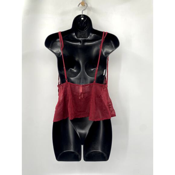 Anthropologie maroon sheer embroidered camisole - Picture 3 of 7